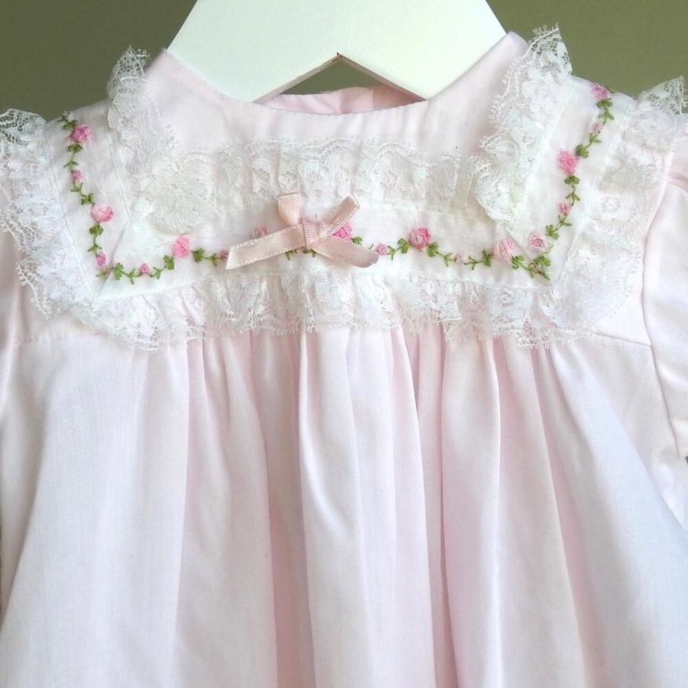 Vintage 80s/90s Baby Girl Alexis Pink Lace Gown 0-6M - Picture 7 of 8